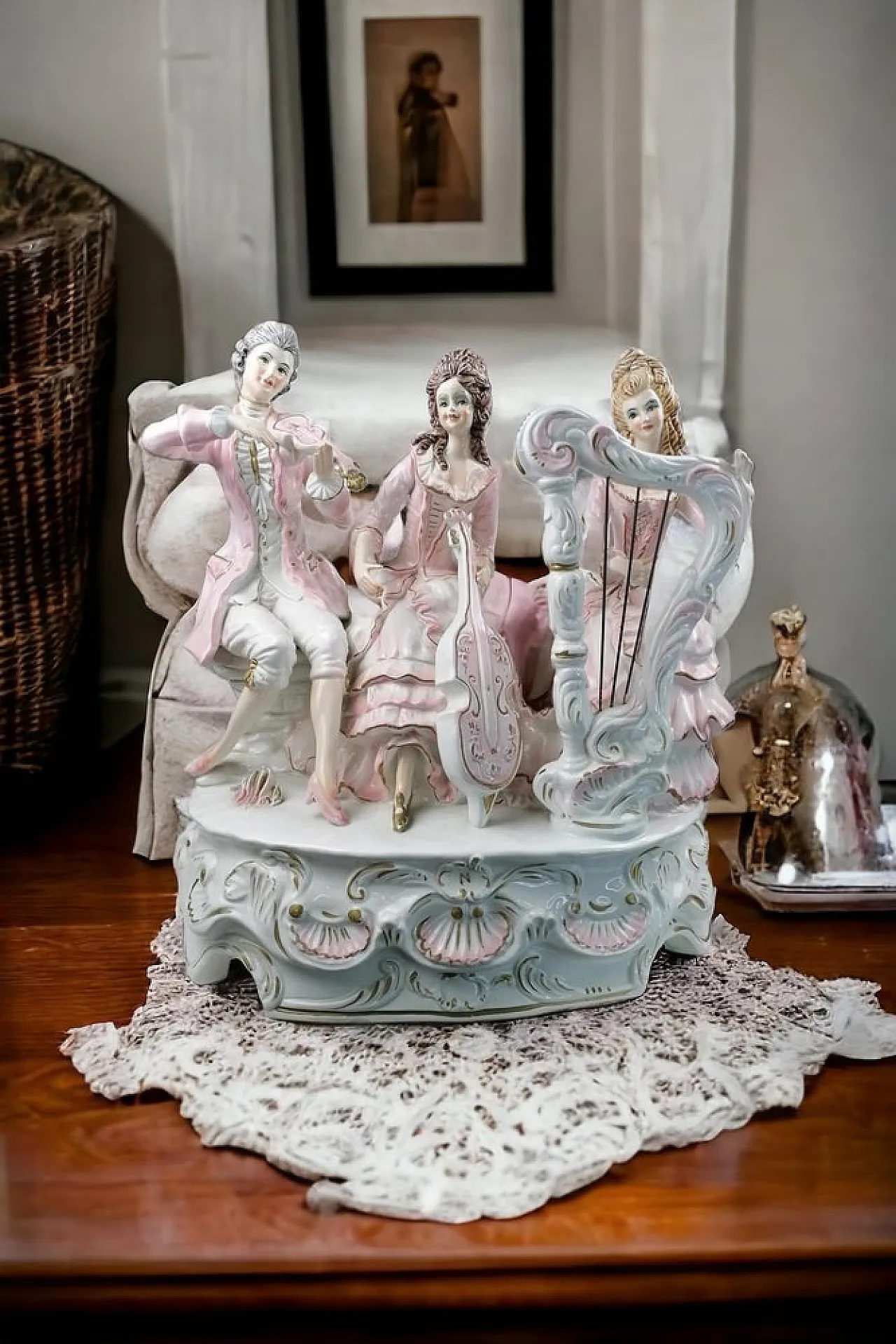 Large Figurine Group of Court Musicians from Capodimonte, 1950s 3