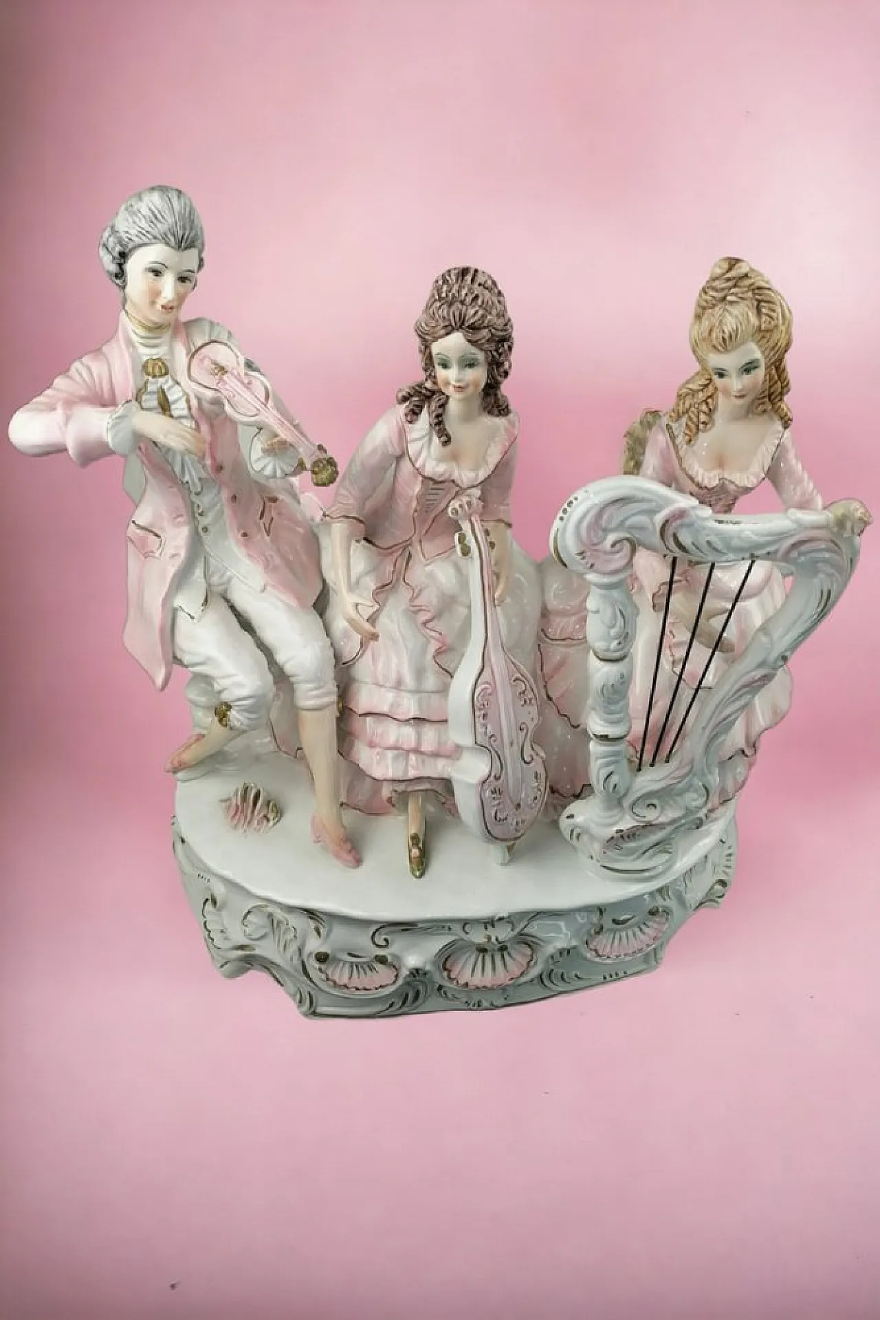 Large Figurine Group of Court Musicians from Capodimonte, 1950s 5