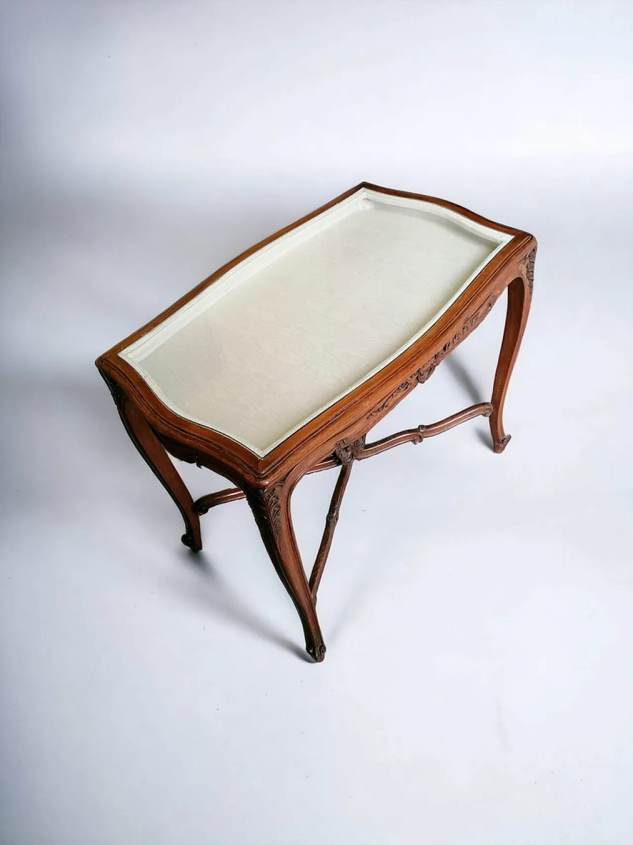 Carved Walnut Console with Glass Display Top, late 19th Century 2