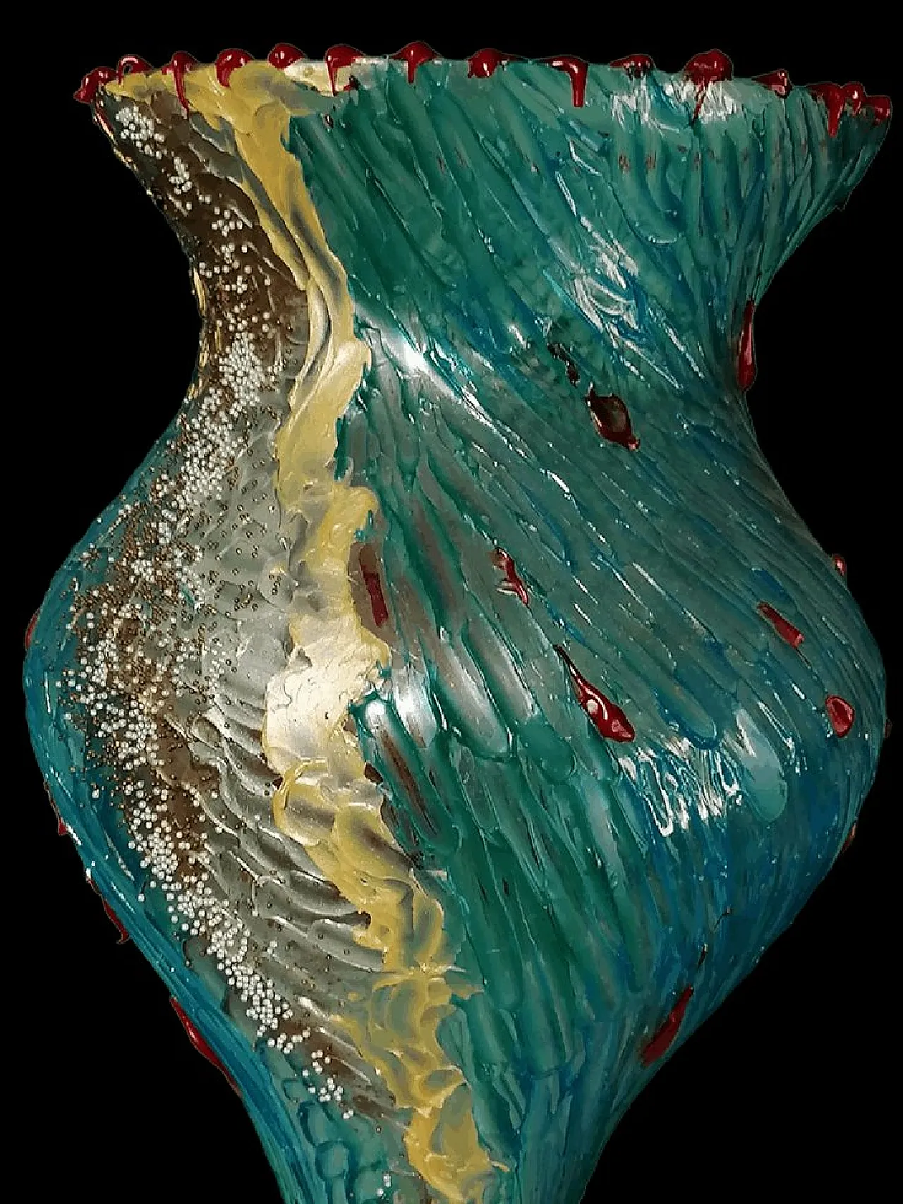 Vaso di Murano con decoro dipinto increspato di Bottega Veneziana, anni '50 3