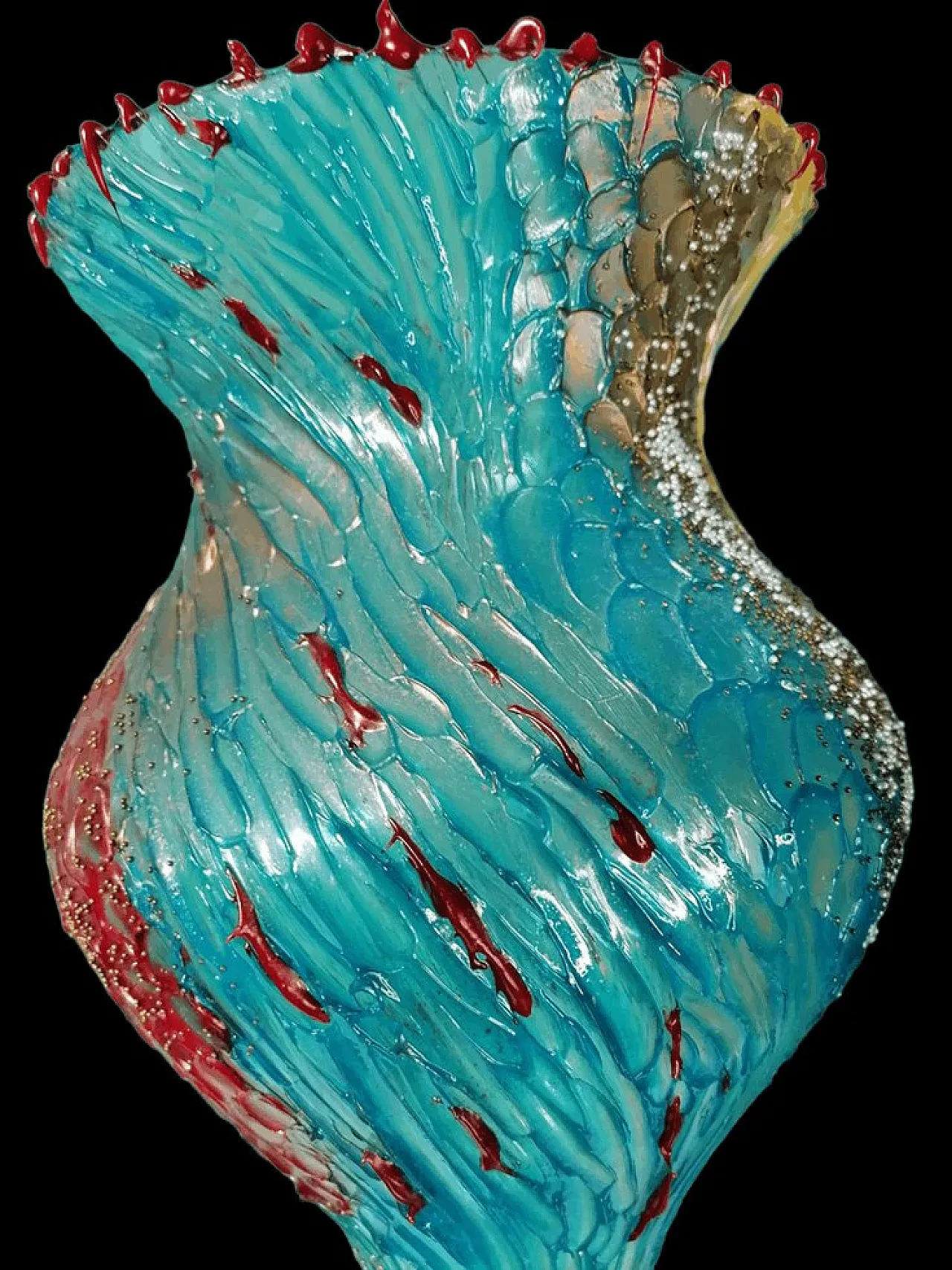 Vaso di Murano con decoro dipinto increspato di Bottega Veneziana, anni '50 4