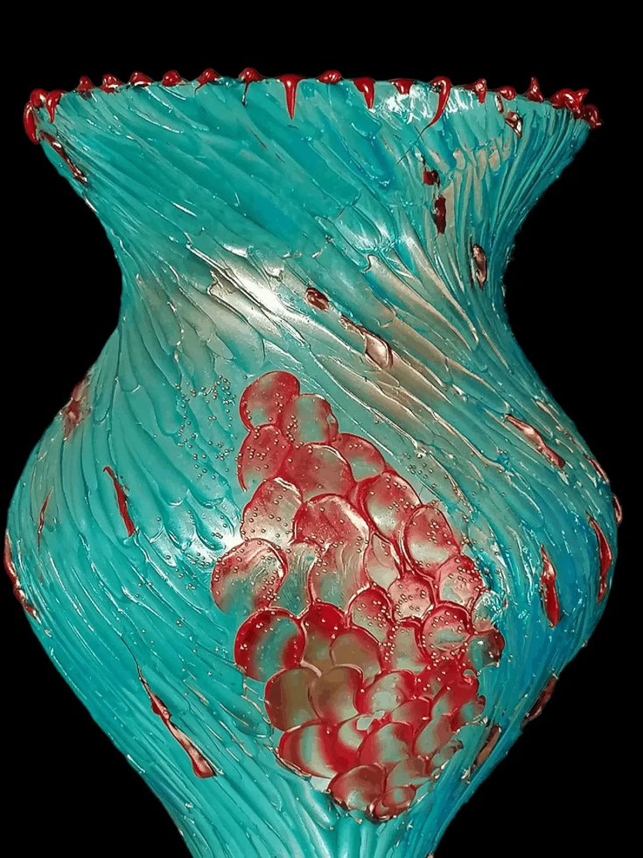 Vaso di Murano con decoro dipinto increspato di Bottega Veneziana, anni '50 5