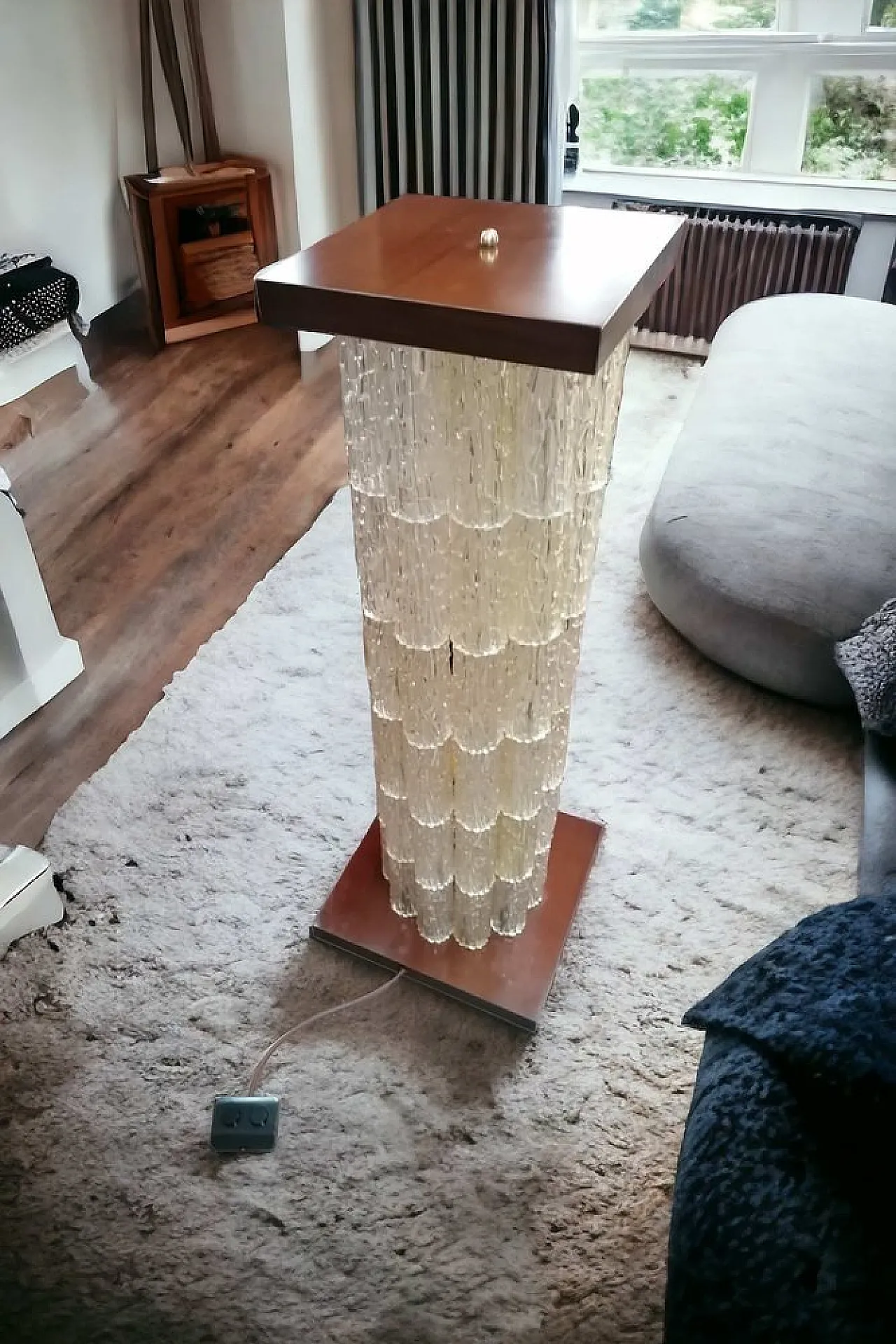 Acrylic Glass Floor Lamp with Faceted Tubular Double Lighting, 1960s 2