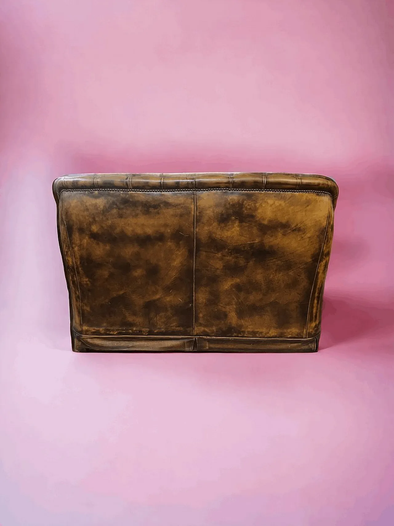 Divano letto e poltrona Chesterfield in pelle, anni '70 3