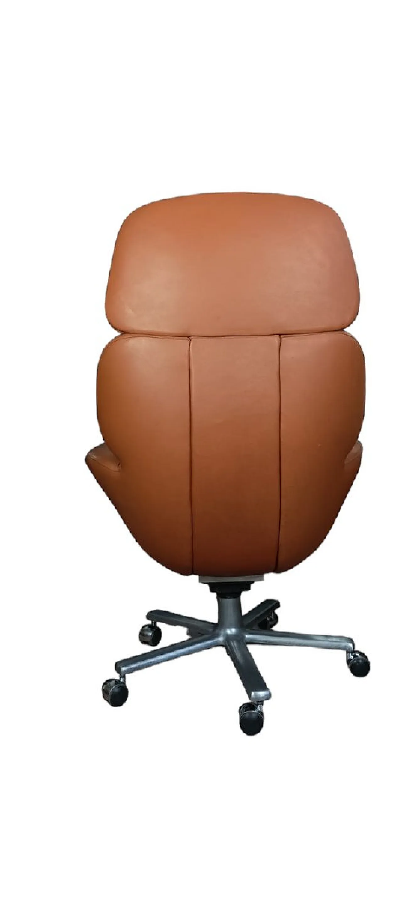 Sedia presidenziale girevole da scrivania in pelle, anni '70 3