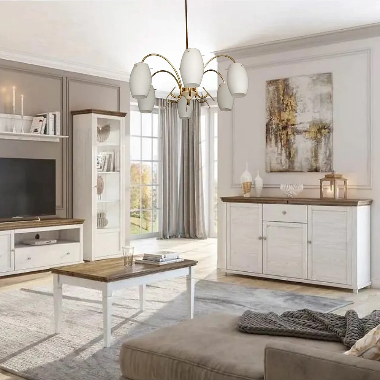 Lampadario in metallo dorato in vetro opalino stile Stilux, anni '50 5