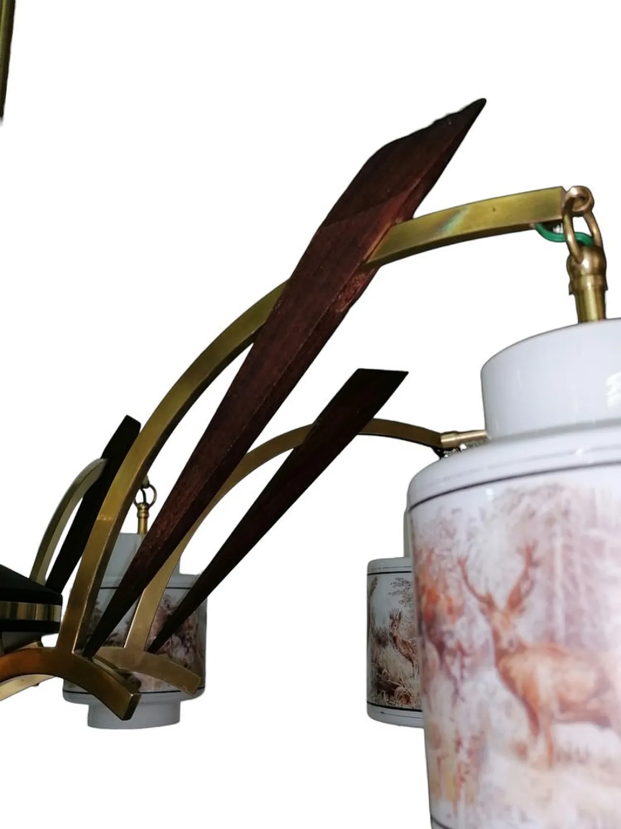 Lampadario diffusori in vetro opalino stile Stilnovo, anni '50 4