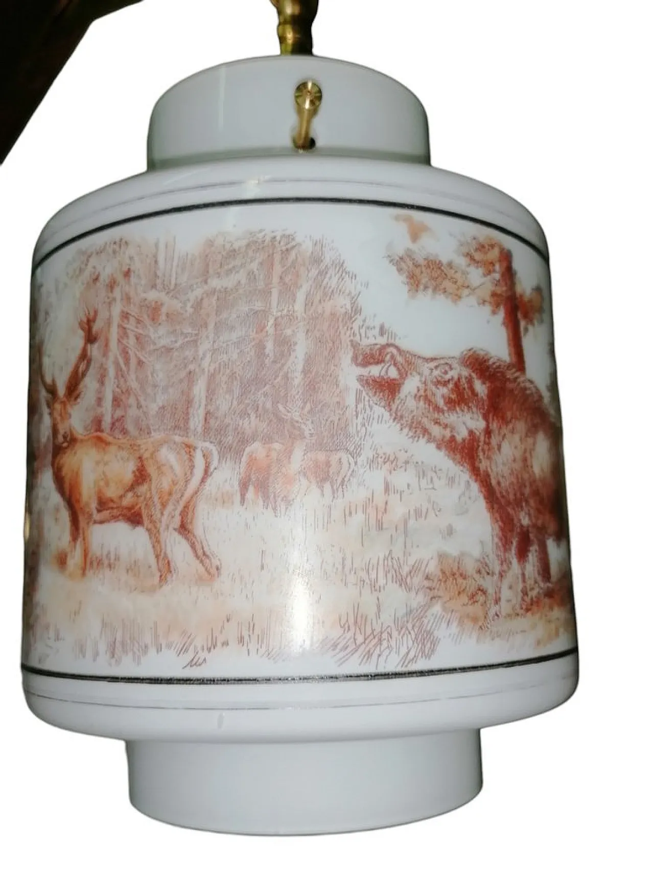 Lampadario diffusori in vetro opalino stile Stilnovo, anni '50 5