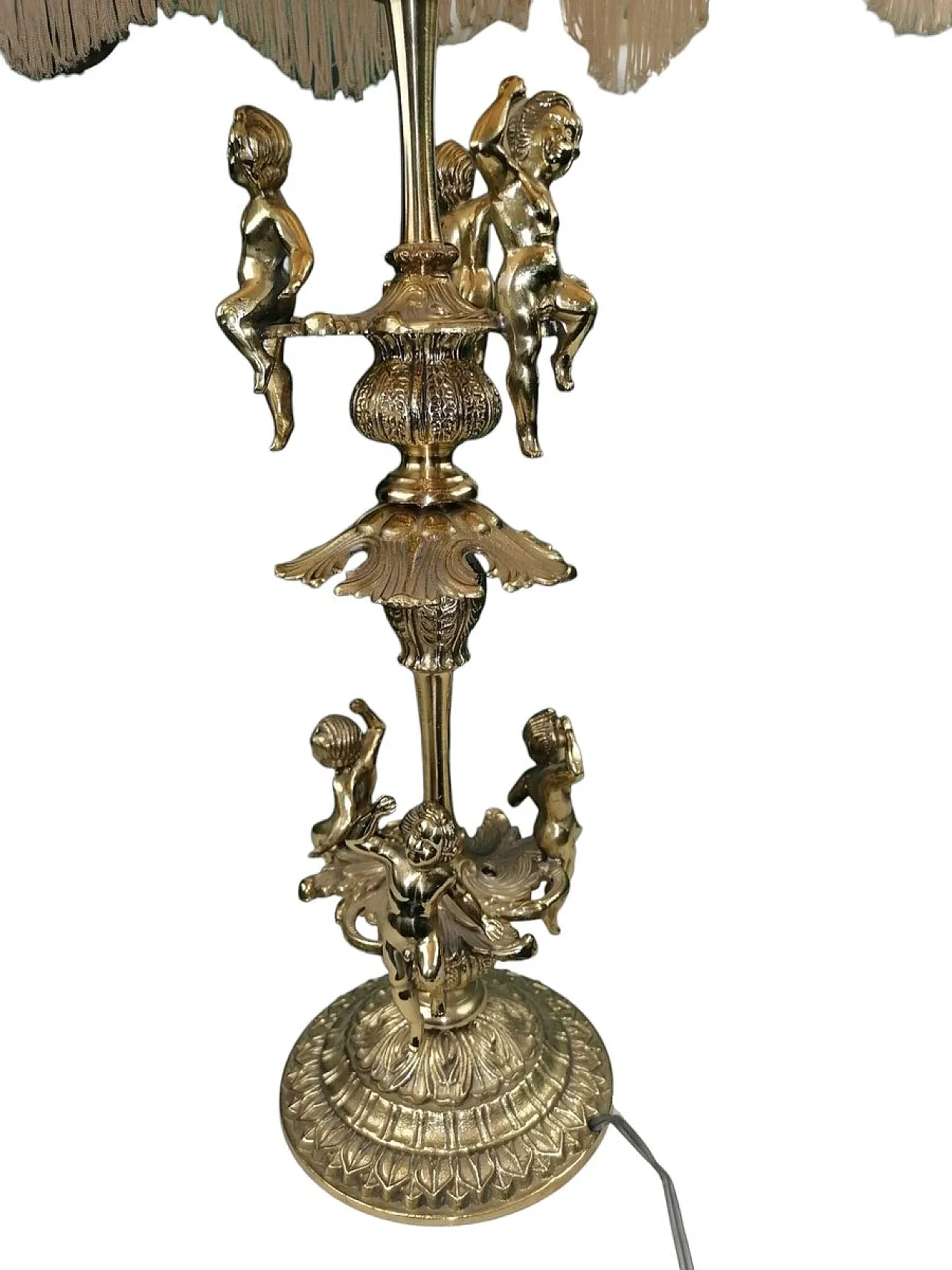 Lampada da tavolo in ottone con putti, 1890 circa 6