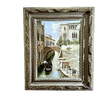 Gondola in Venice by G. Lorini, oil on canvas, 19th century