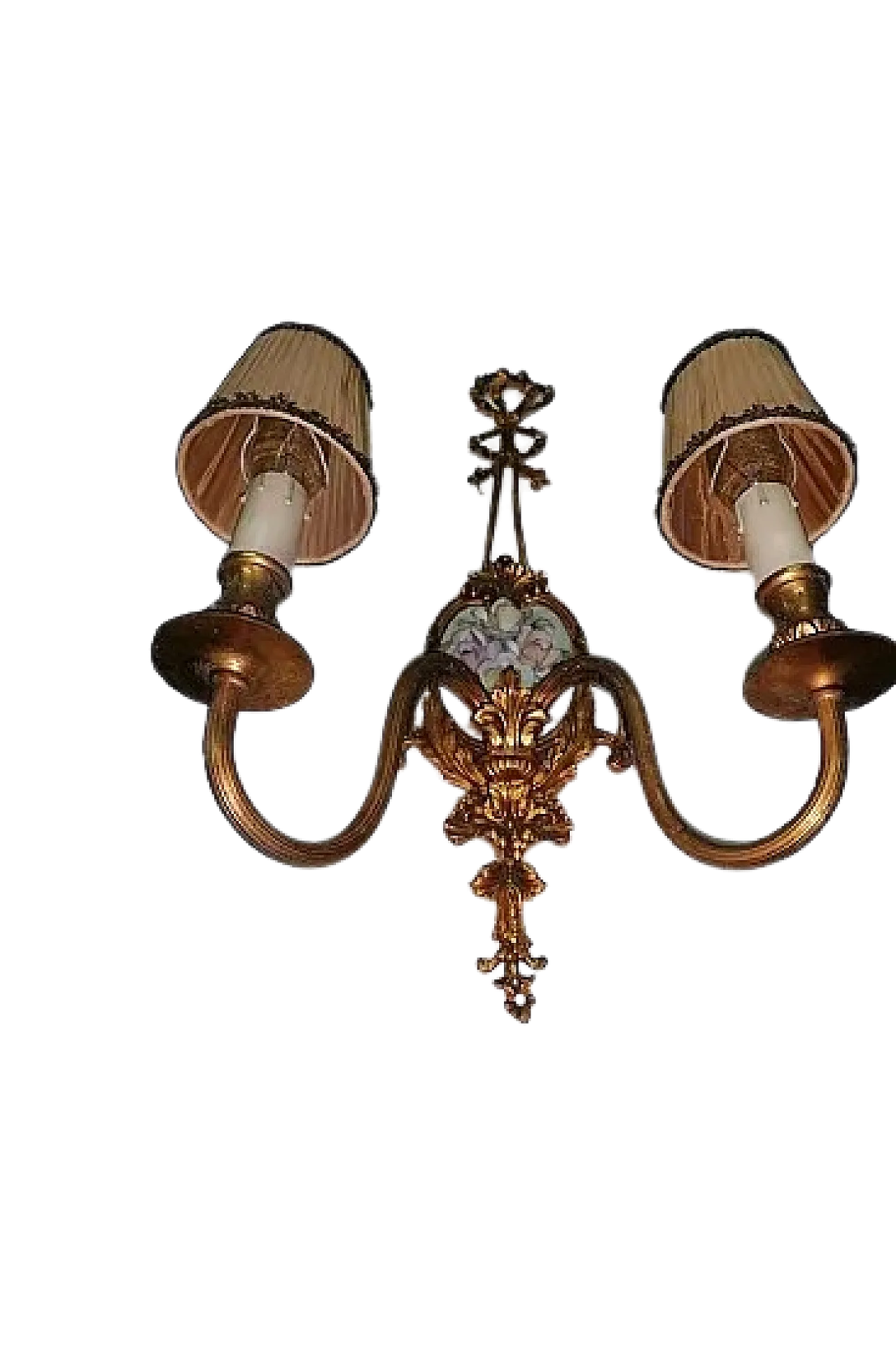 Applique a due braccia con placca in porcellana, anni '20 9