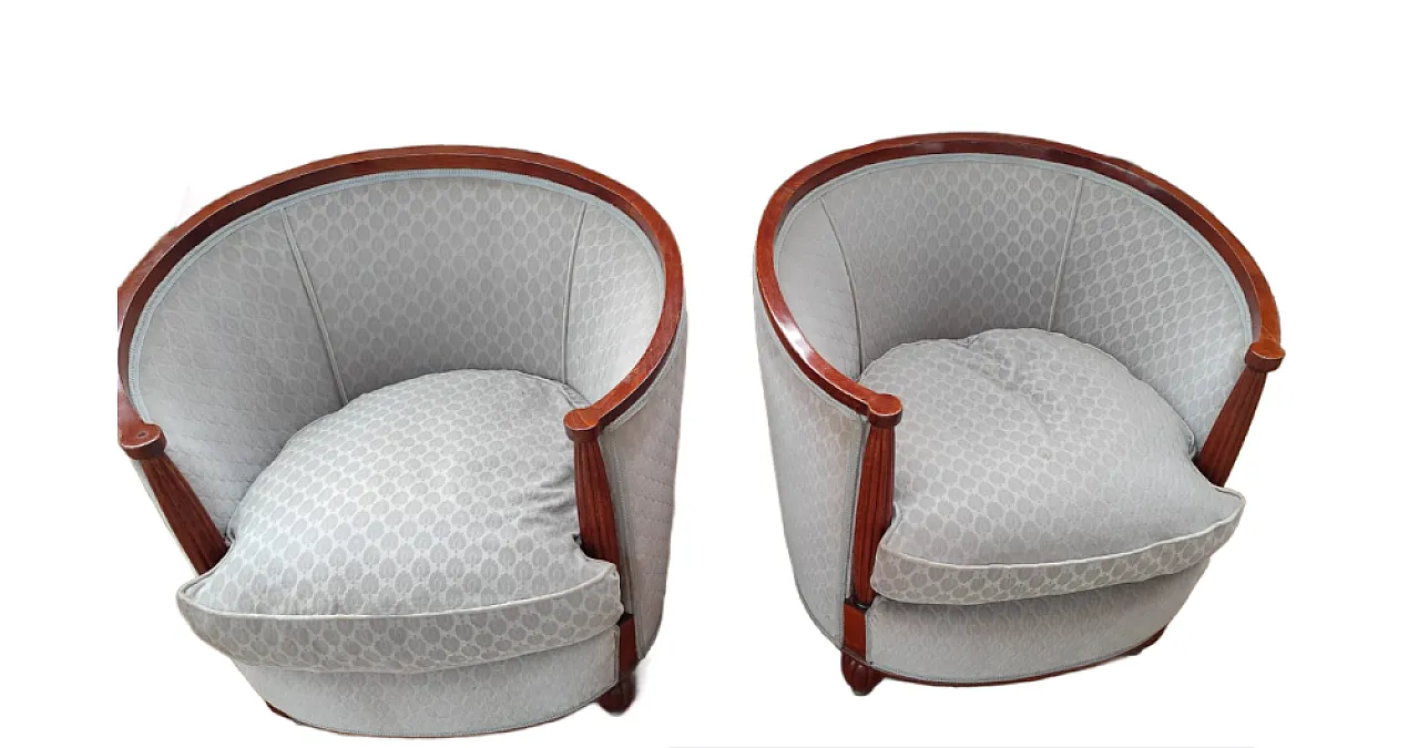 Coppia di poltrone a pozzetto - epoca Biedermeier 1