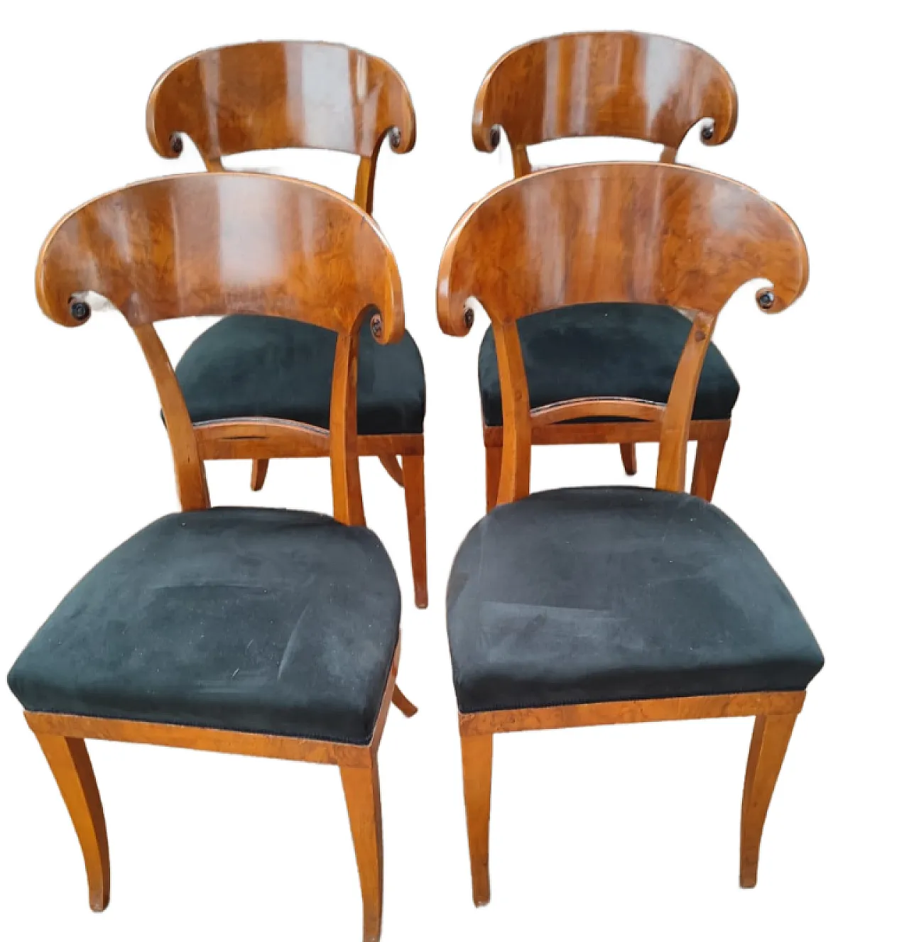 4 sedie in mogano, epoca Biedermeier, '800 1