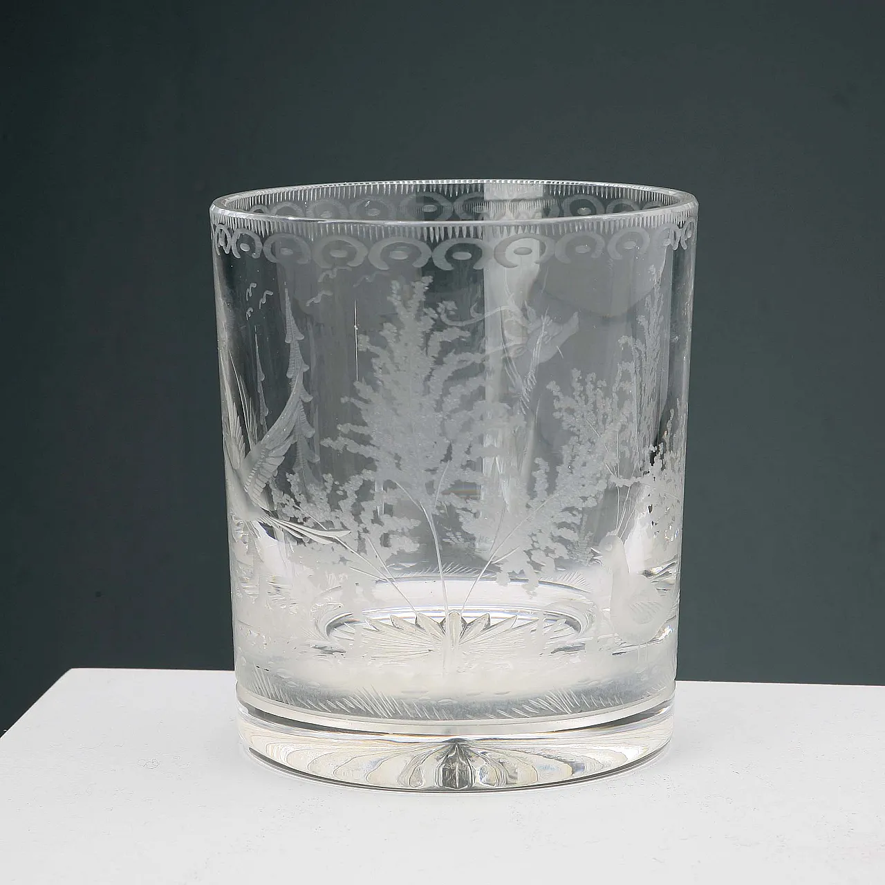 Secchiello per il ghiaccio in vetro acidato con decoro, '900 3