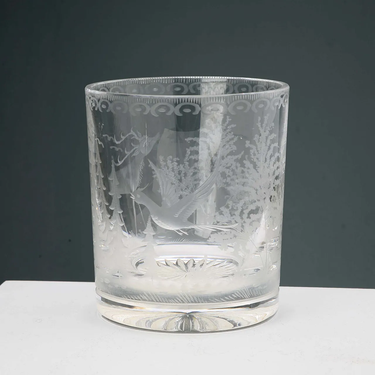 Secchiello per il ghiaccio in vetro acidato con decoro, '900 4