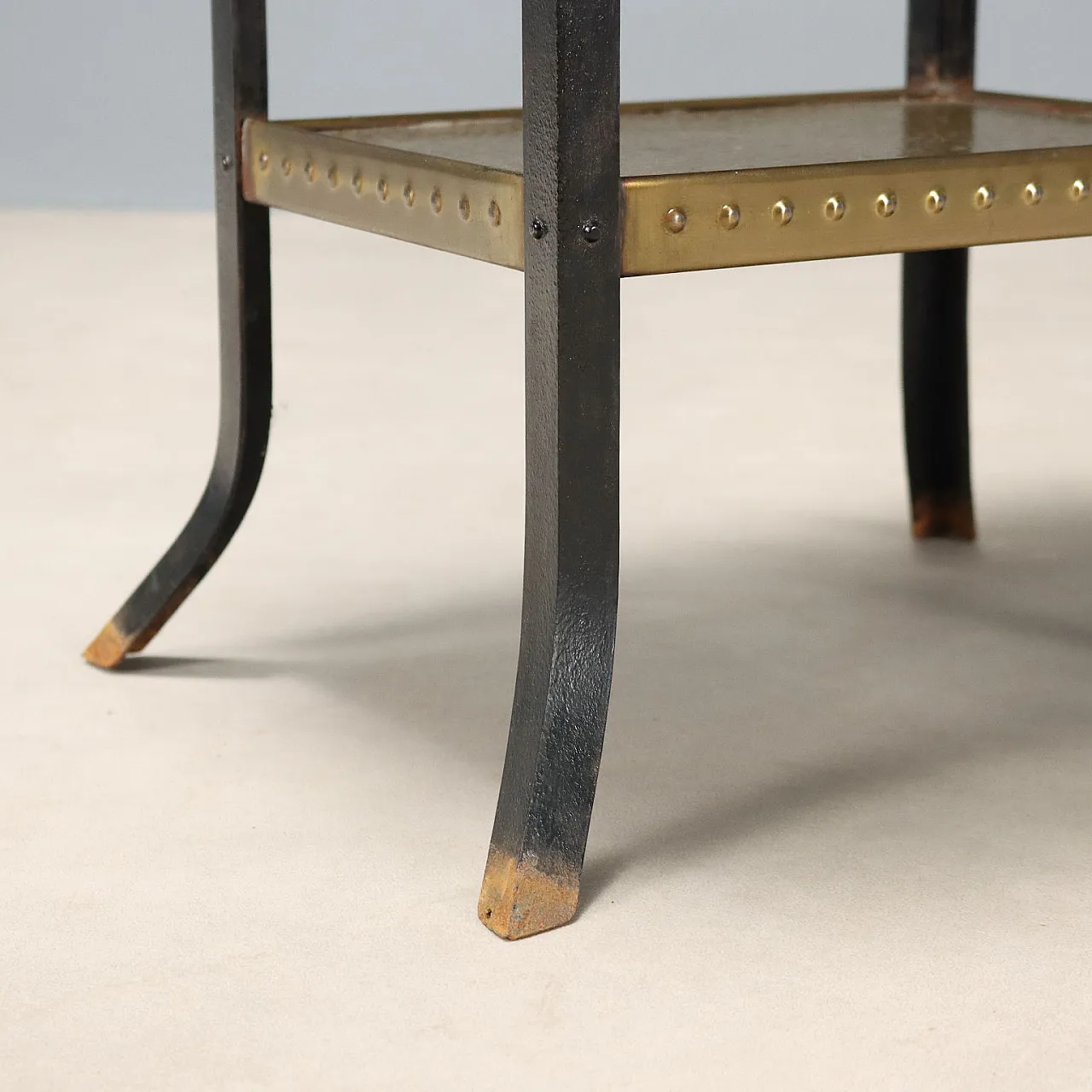 Mobile bar in stile liberty in lamiera di rame ottonata, primo '900 6