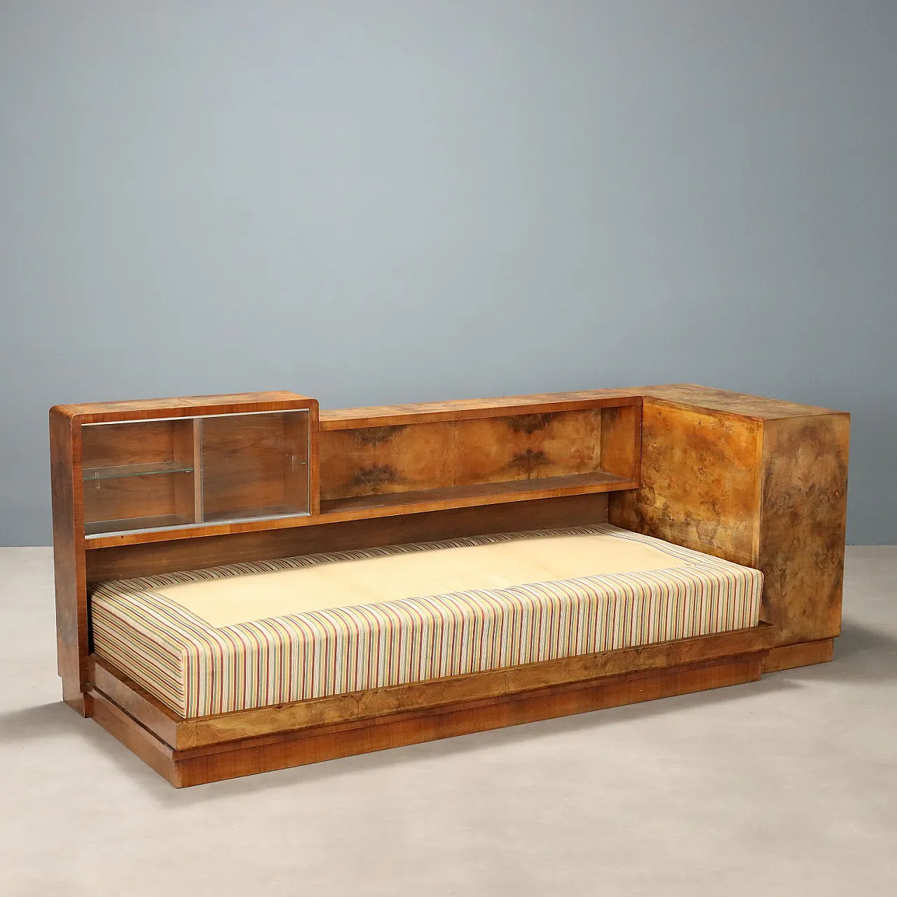 Wooden and fabric bed, mid-20th century 1