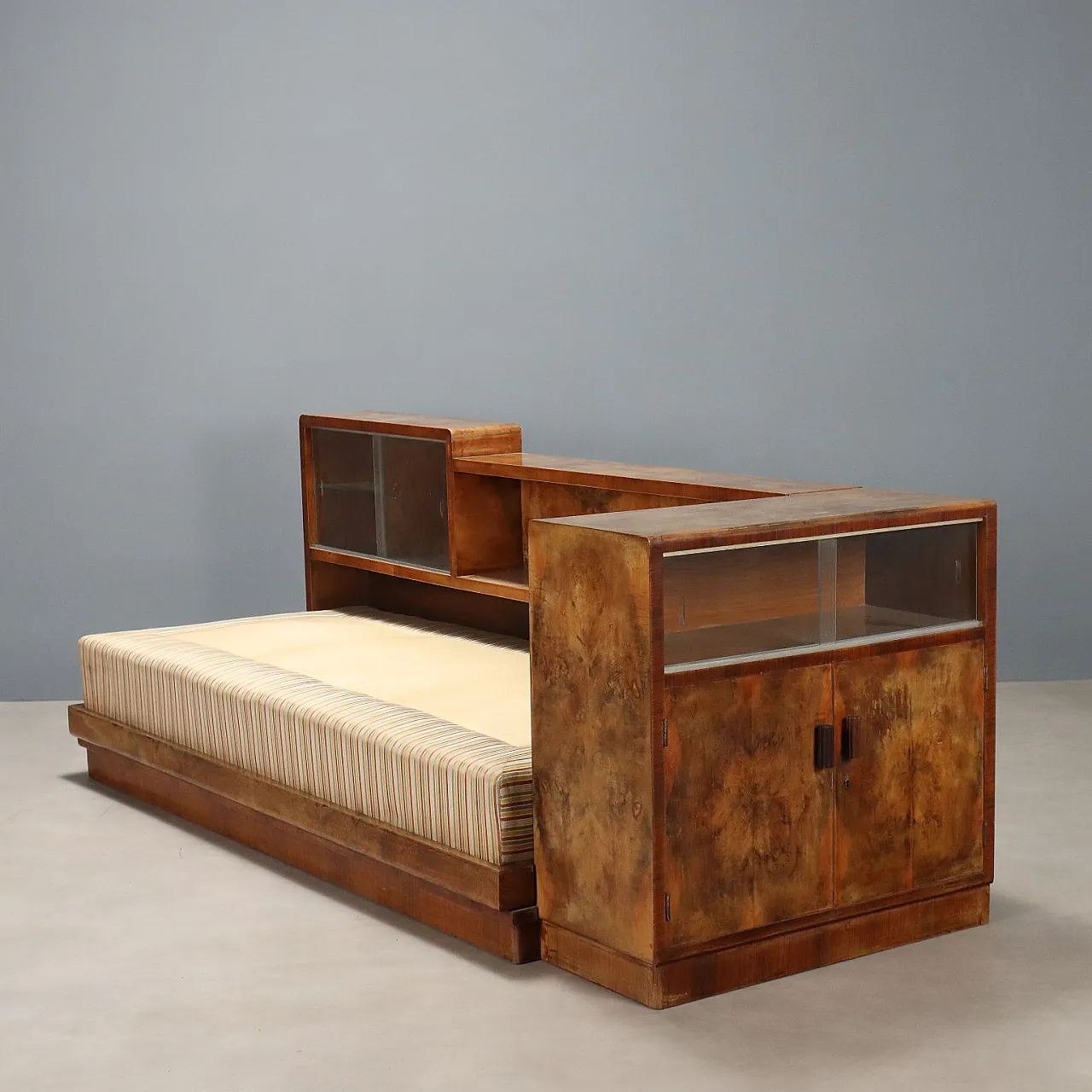 Wooden and fabric bed, mid-20th century 4