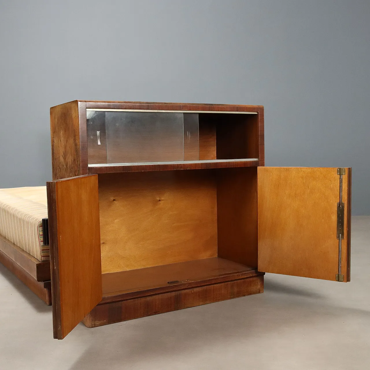 Wooden and fabric bed, mid-20th century 8