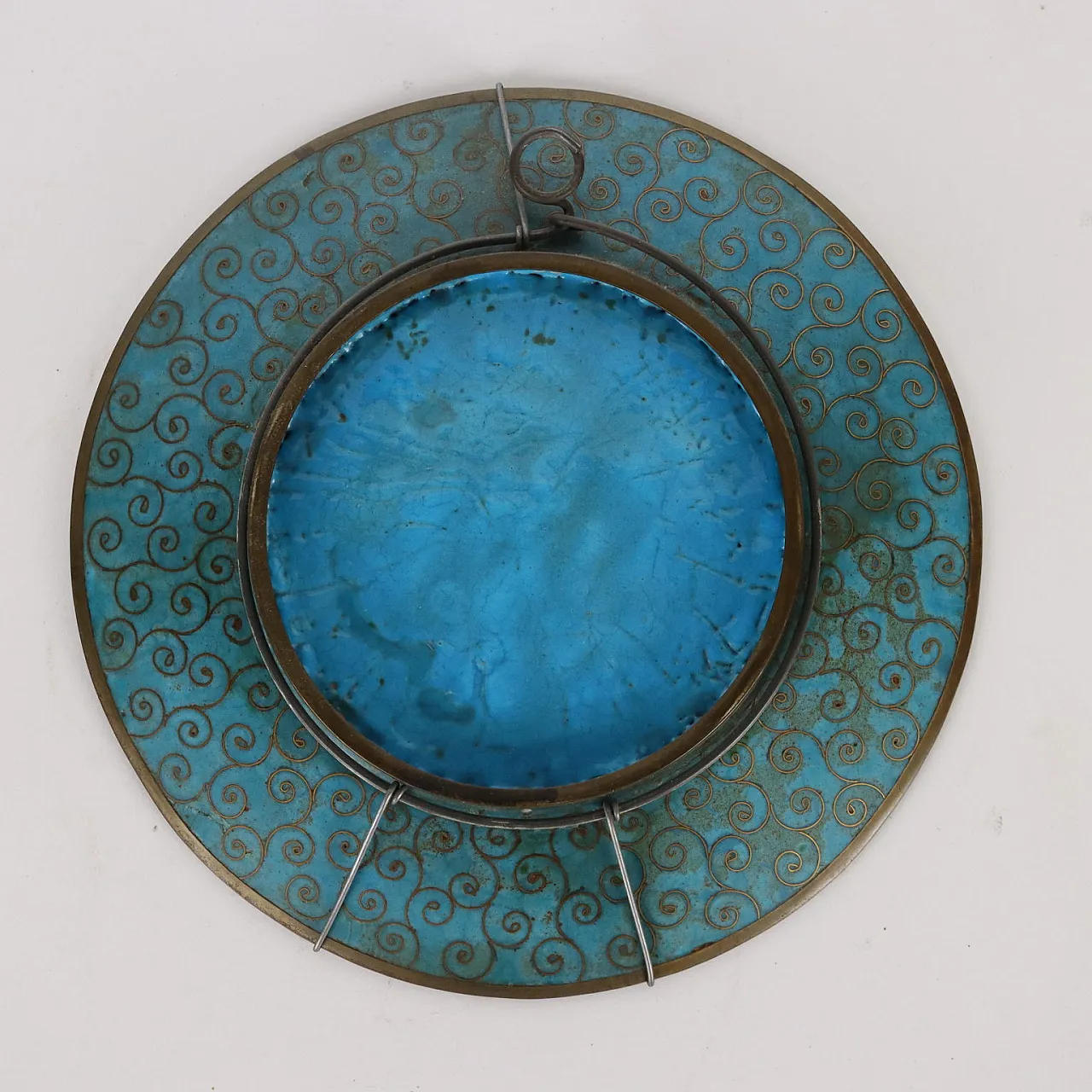 Japanese copper plate with polychrome cloisonné enamels, 19th century 7