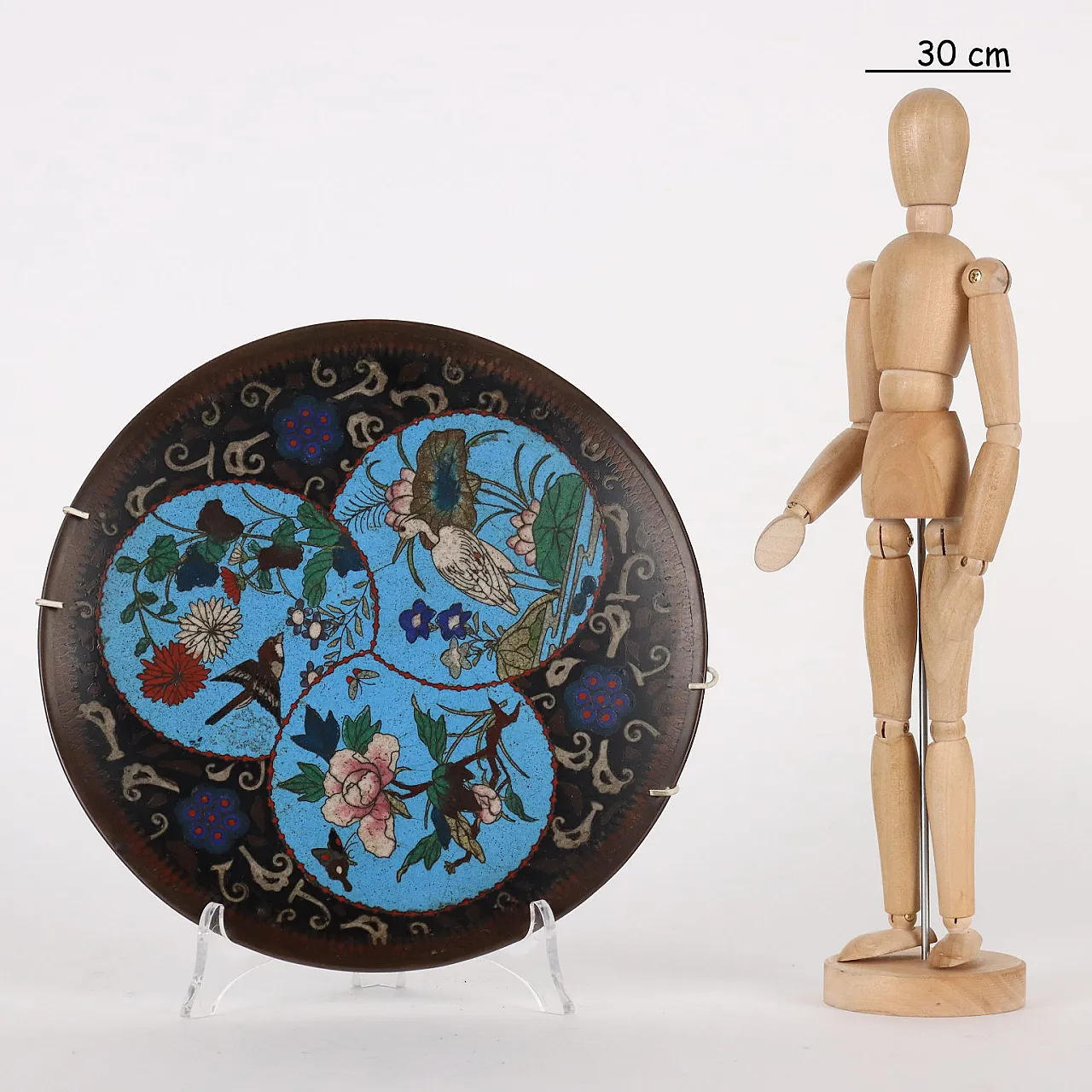 Japanese copper plate with cloisonné enamels, 19th century 2