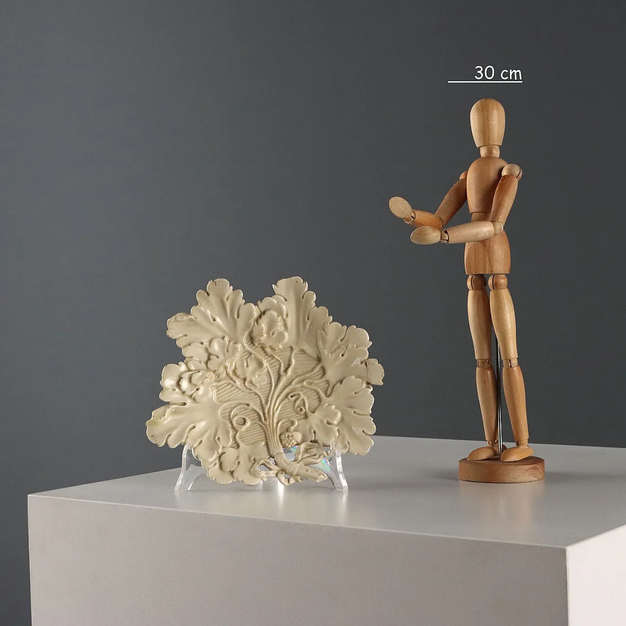 4 Piattini in ceramica bianca con decorazioni, '800 2