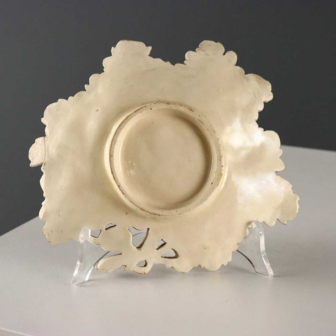 4 Piattini in ceramica bianca con decorazioni, '800 6