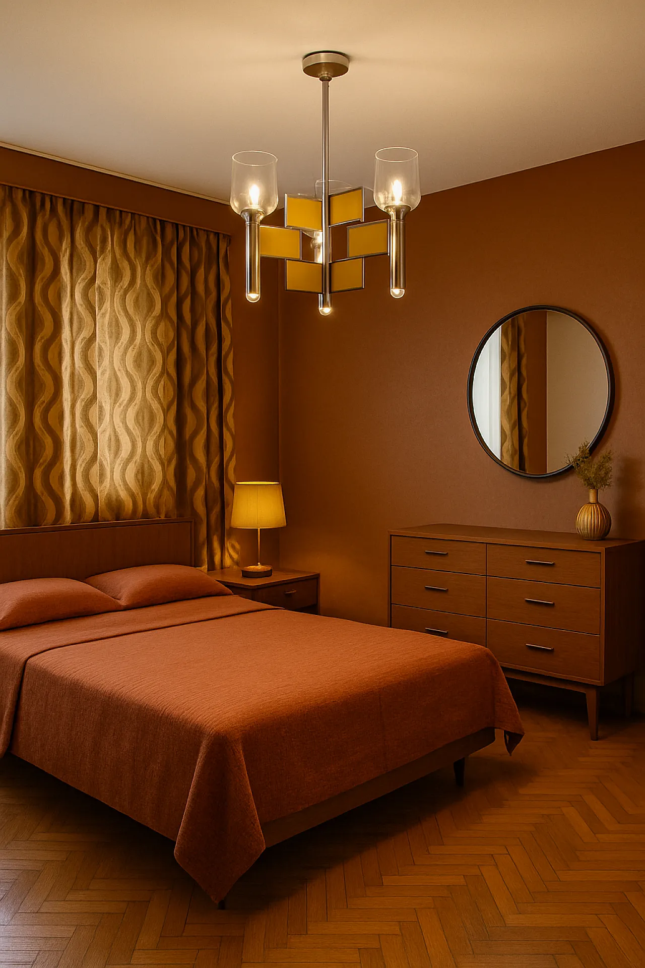 Lampadario di Gaetano Sciolari con ottone e vetro, anni '70 11