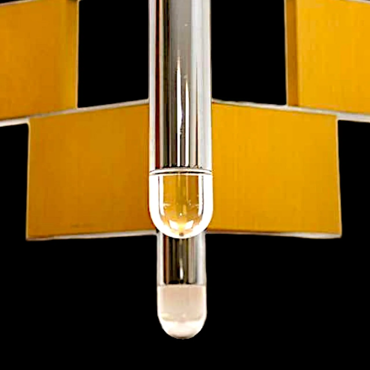 Lampadario di Gaetano Sciolari con ottone e vetro, anni '70 14