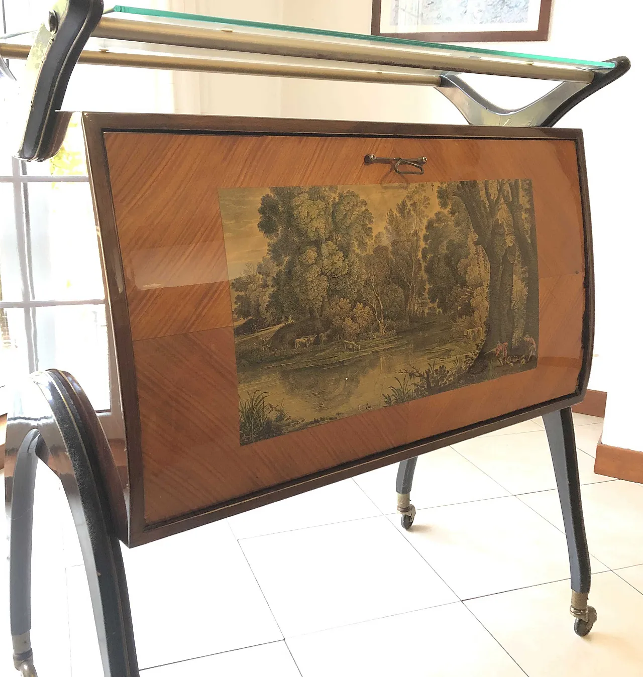 Wood, steel and glass bar cabinet by CR Padova, 1930s 2