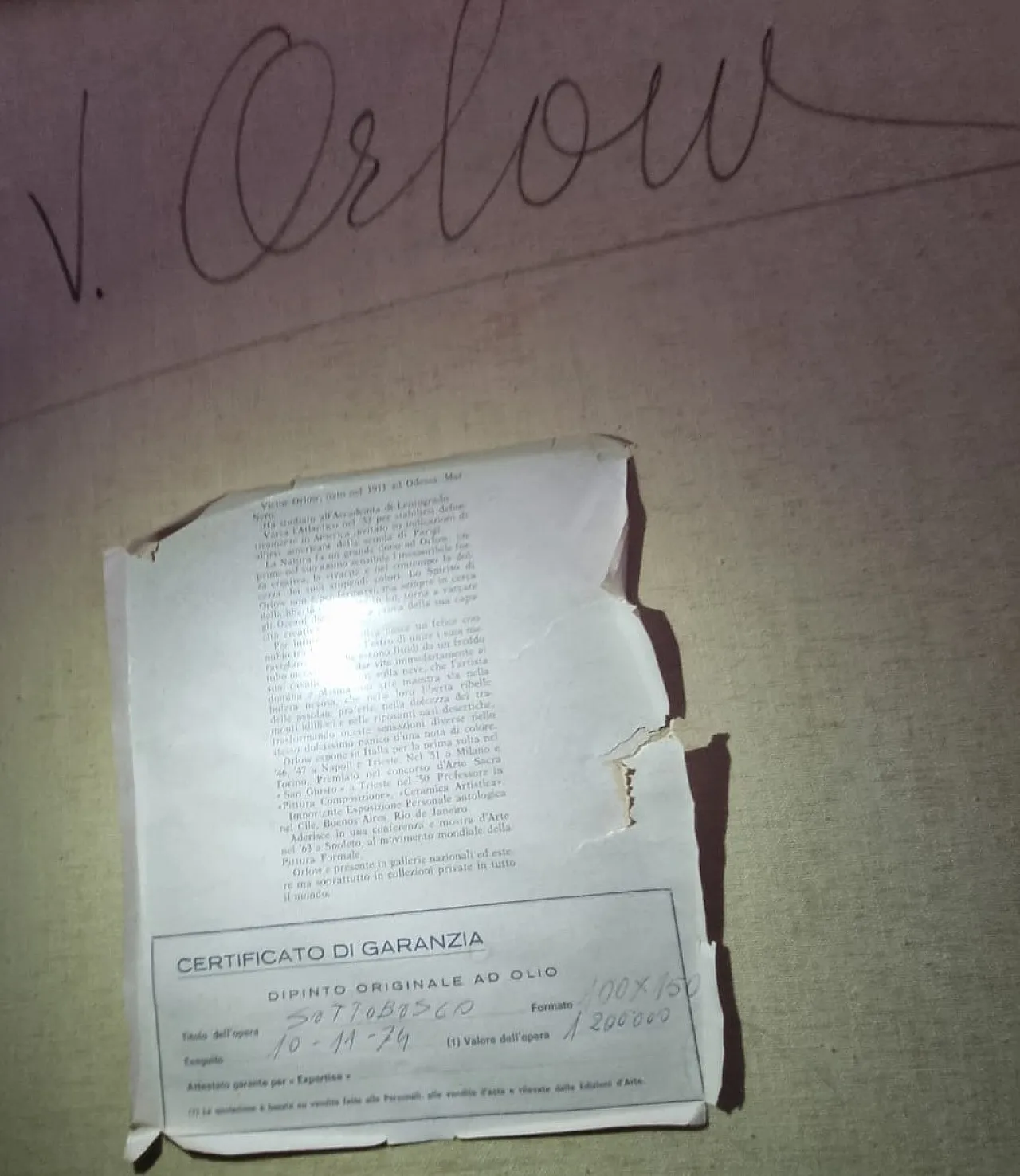 Painting on canvas with wooden frame by V. Orlow, 20th century 3