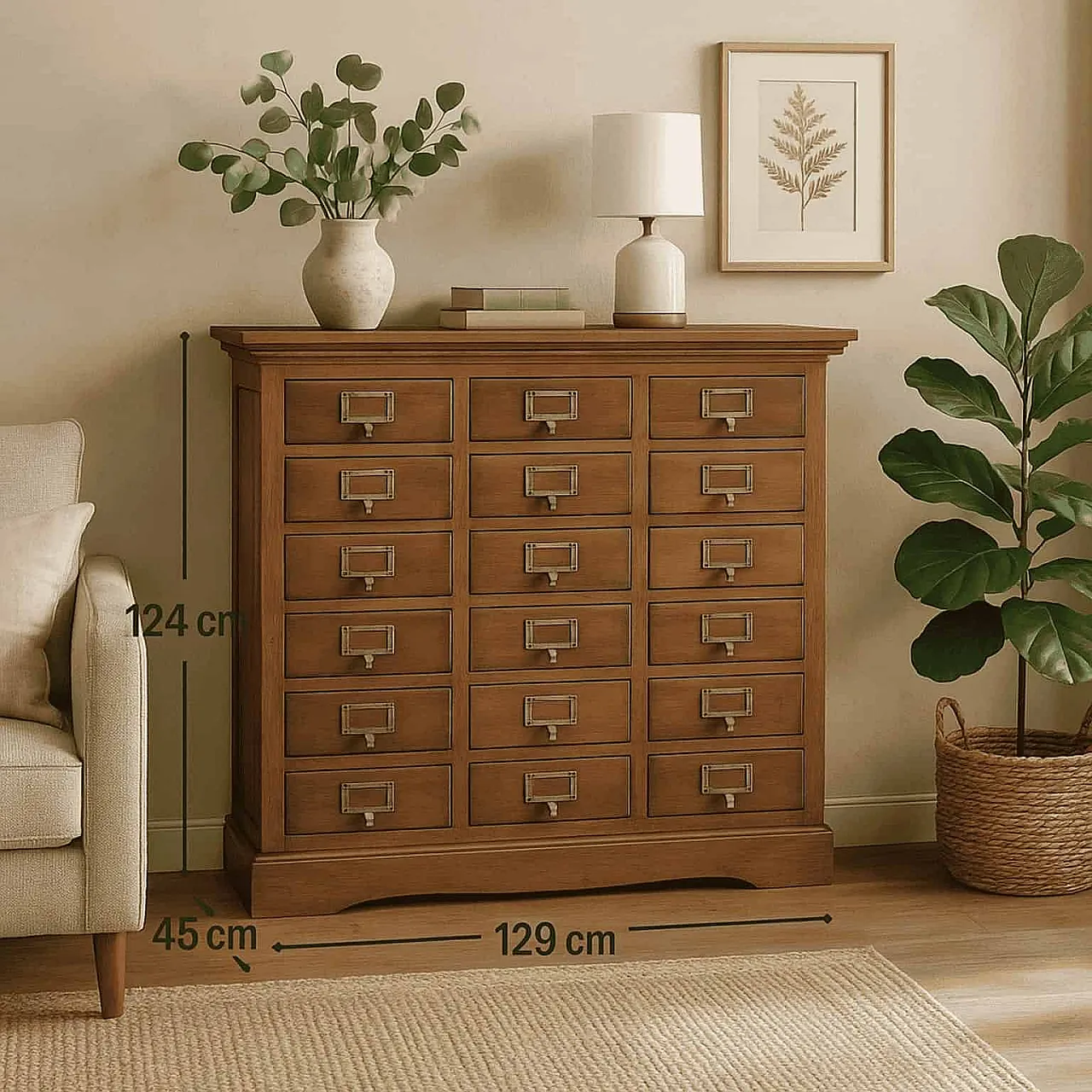 Flap File Cabinet Oak Fir 21 Drawers, early 20th century 2