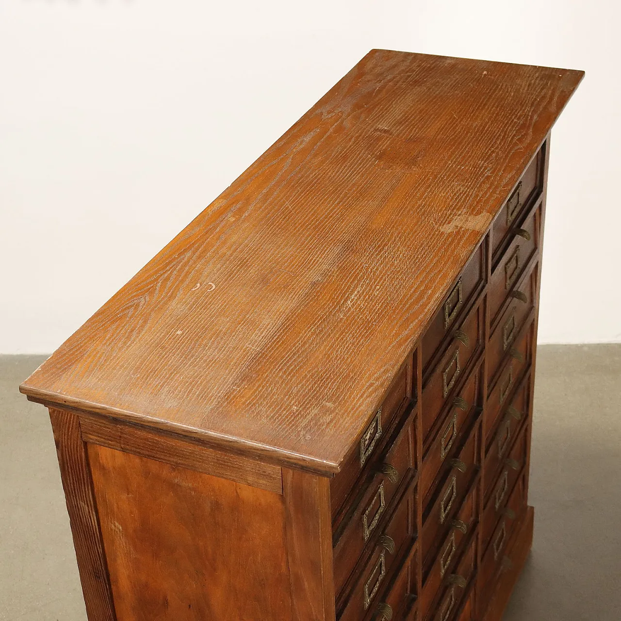 Flap File Cabinet Oak Fir 21 Drawers, early 20th century 9