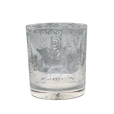 Secchiello per il ghiaccio in vetro acidato con decoro, '900