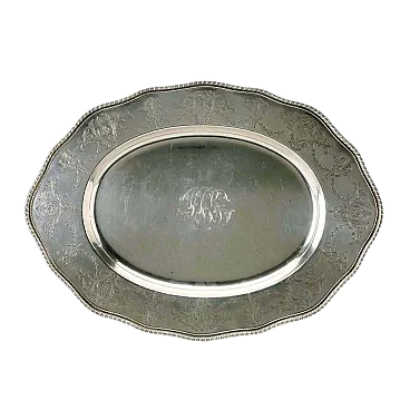 Vassoio in argento sterling cesellato, '900