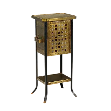 Mobile bar in stile liberty in lamiera di rame ottonata, primo '900