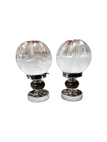 Coppia di lampade da tavolo in vetro di Murano, anni '70