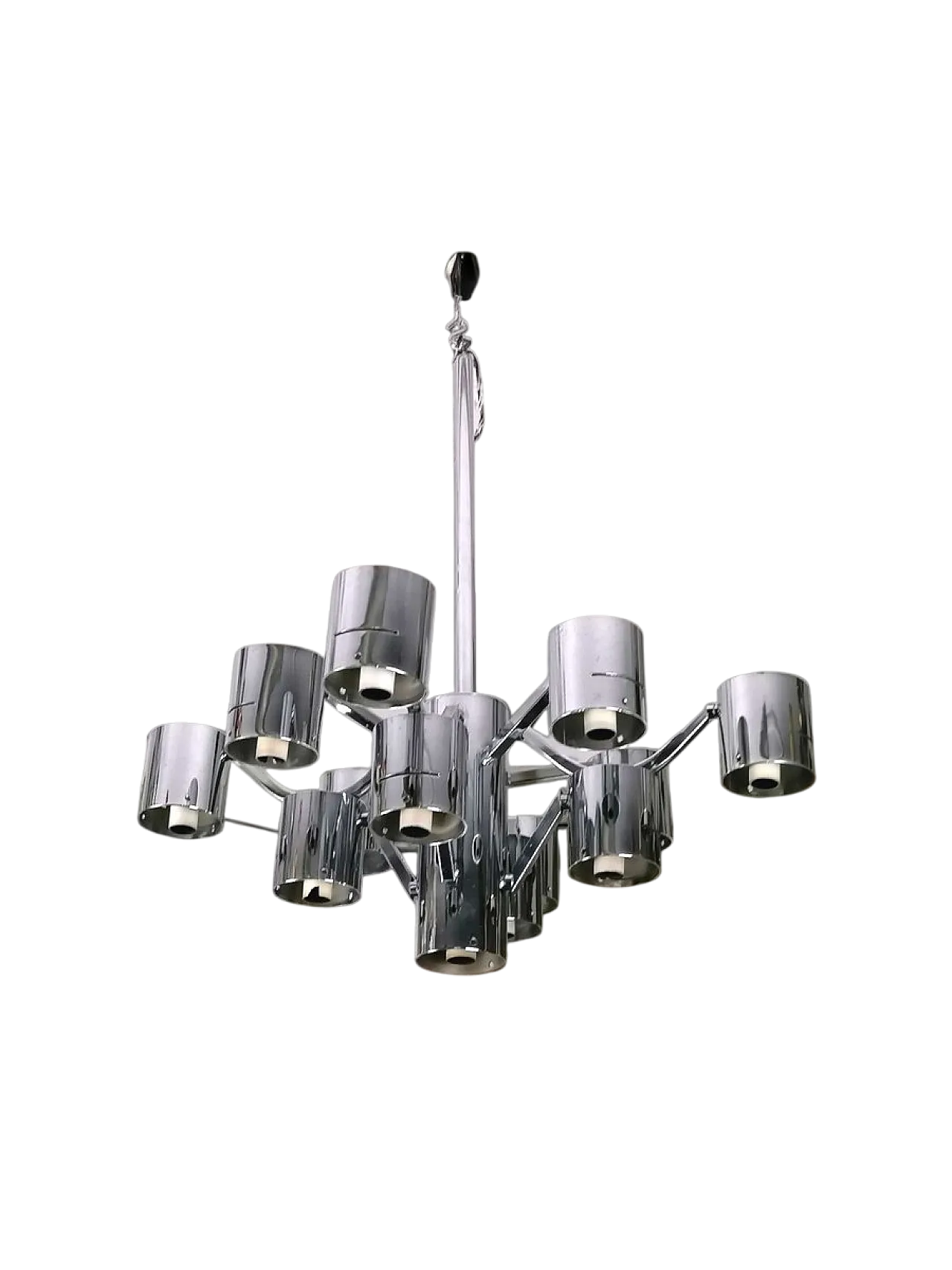 13-light steel chandelier attributed to Gaetano Sciolari, 1970s 4