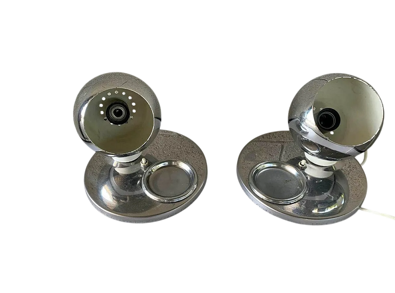 Pair of steel table lamps attributed to Goffredo Reggiani, 1970s 8