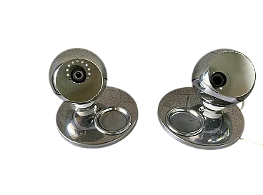 Coppia di lampade in acciaio attribuite a Goffredo Reggiani, anni '70