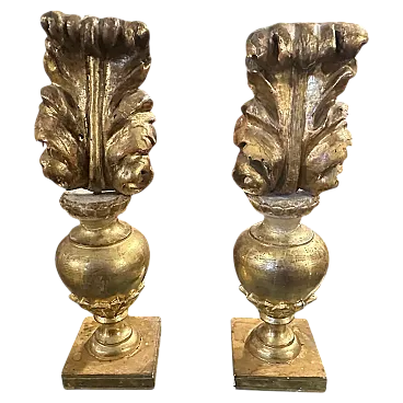 Portapalme siciliano in legno dorato Luigi XV con decorazione, '800