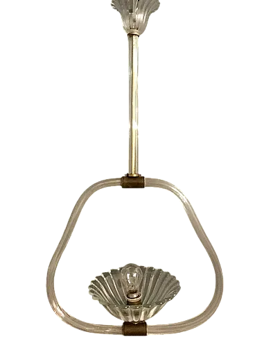 Lampada a sospensione Art Deco in vetro di Murano di Ercole Barovier, anni '40