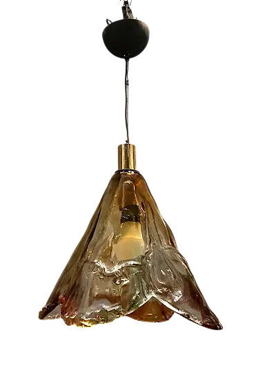 Lampada a sospensione in vetro di Murano di Mazzega, anni '70