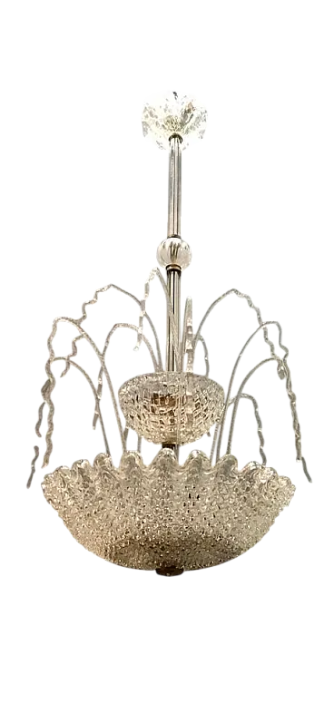 Lampadario a cascata Art Déco in vetro di Murano di Ercole Barovier, anni '50