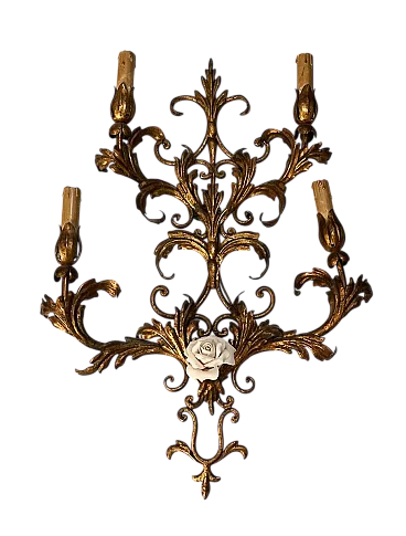 Coppai di applique grandi dorate dorate, anni '60