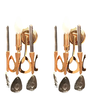 Coppia di applique in cristallo di Gaetano Sciolari, anni '70