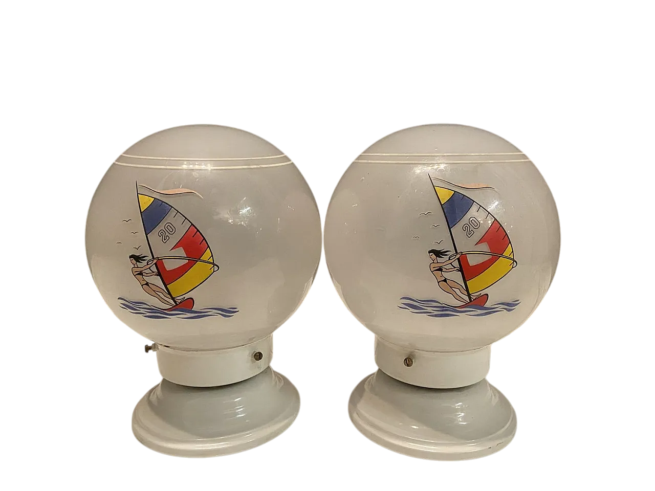 Pair of Mid-Century Opaline Glass Table Lamps, 1970s 7