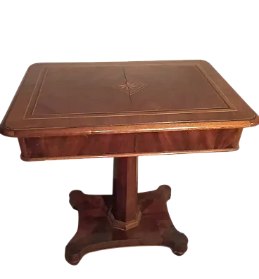 Inlaid work table in walnut, maple and rosewood, 19th century