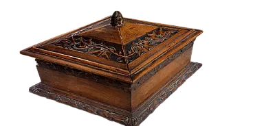Carved Celebio wooden box, rhomboid in shape, 19th century