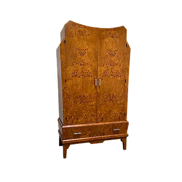 Armadio cubista Art Decò In Radica, anni '40